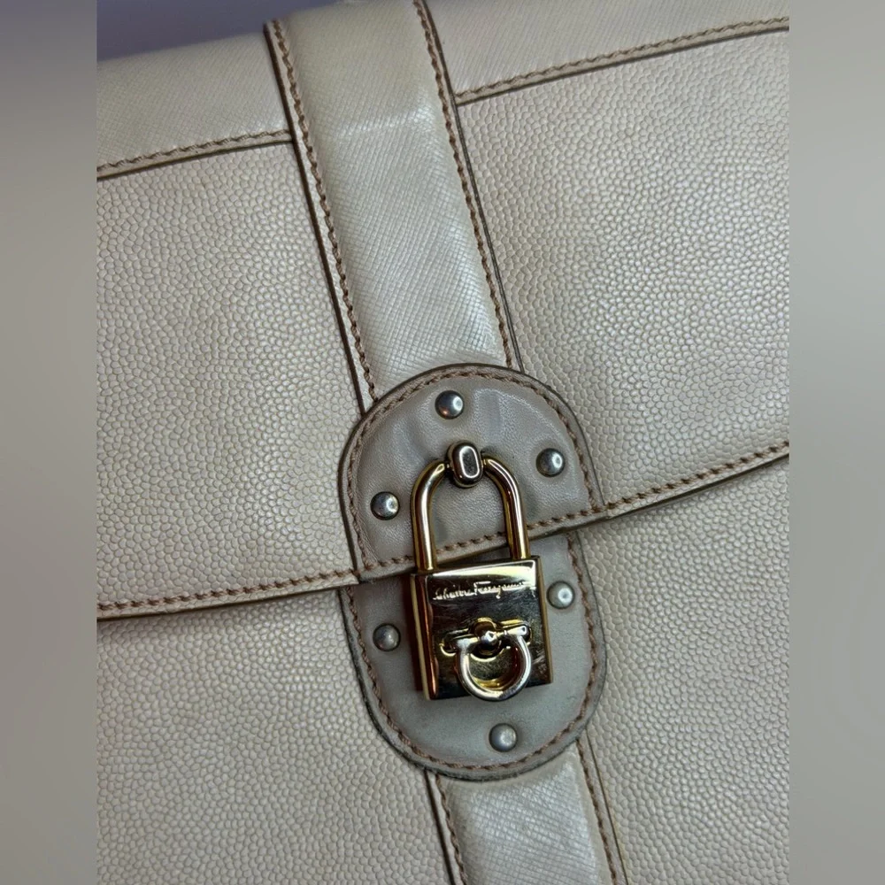 Salvatore Ferragamo Beige Leather Crossbody Bag